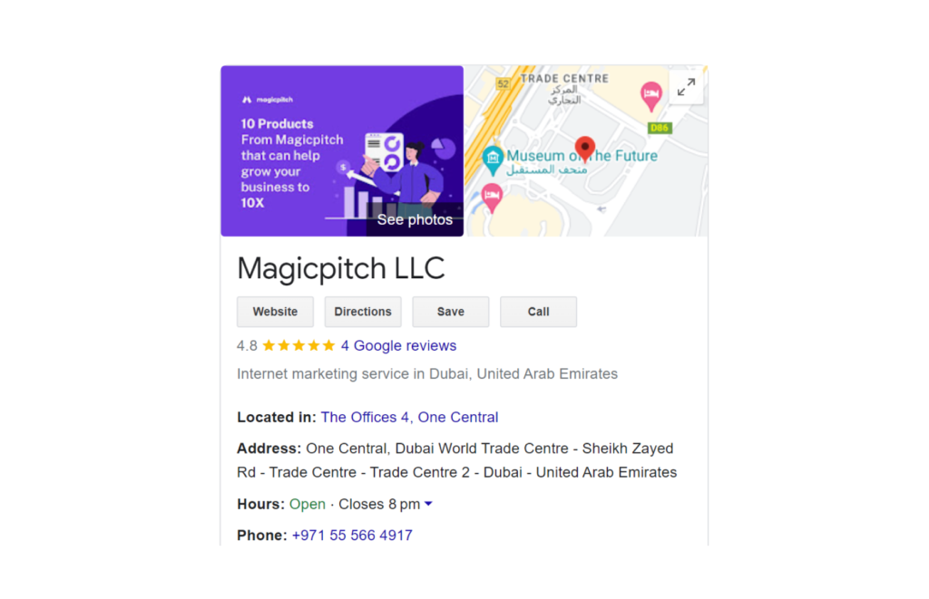 A screenshot of a fully completed Google Business Profile